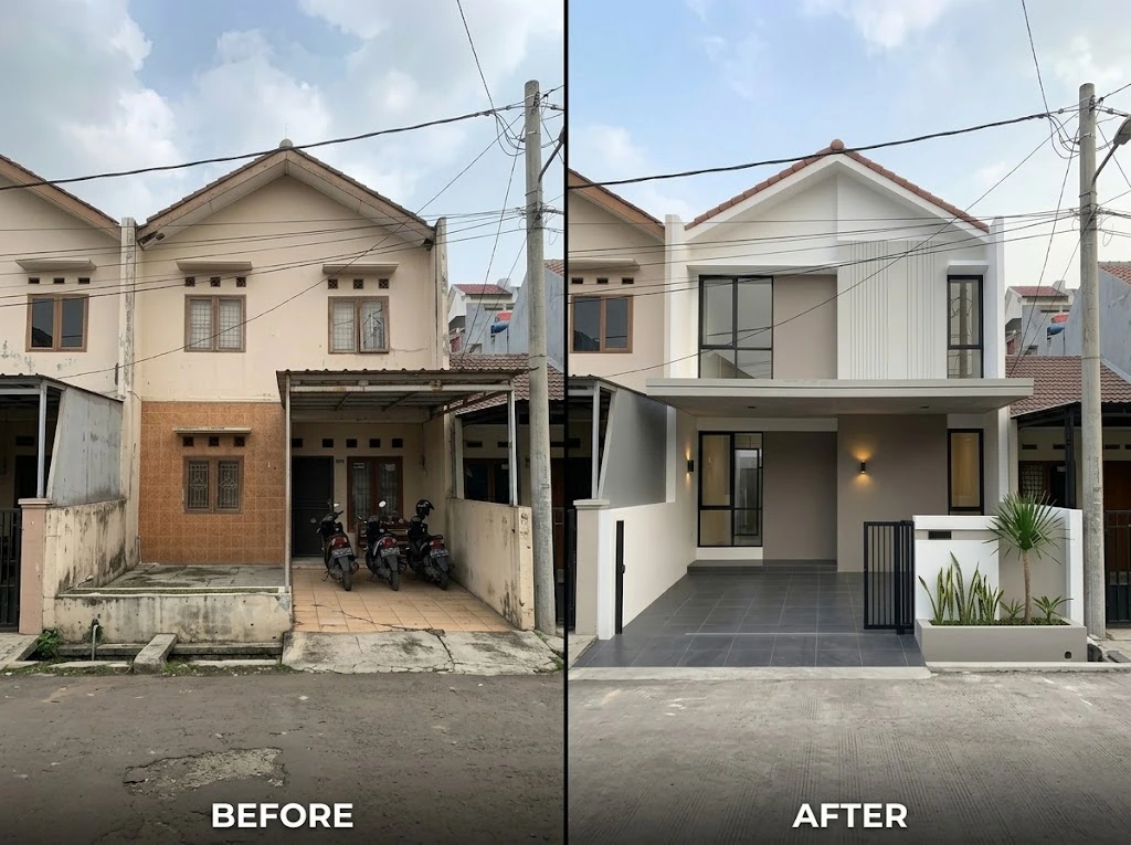 Renovasi Fasad Rumah Minimalis Modern Depok - PT KMP
