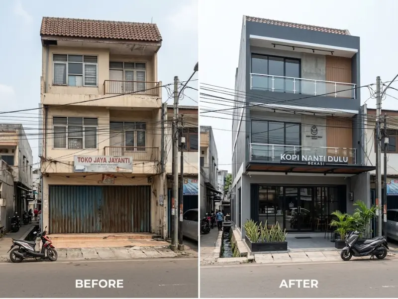 Renovasi Ruko 3 Lantai Jadi Coffee Shop Modern Bekasi - PT KMP